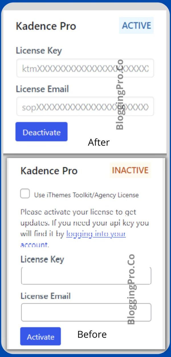 kadence pro license key